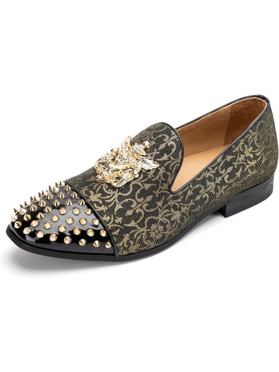 Meijiana Men\'s Gold20 Leather Velvet Loafers Embellishments Luxury Formal Shoes main image 4